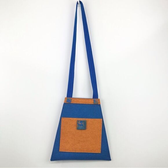 BeVel Designs Handcrafted Blue Geometric Artisan Bag - Picture 3 of 12